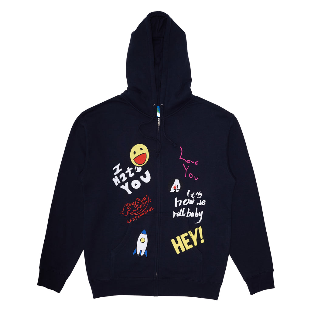 Love/Hate Zip Hood (Navy) – frog skateboards