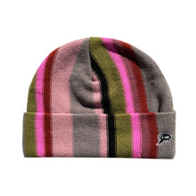 Vertical Stripe Beanie (Grey/Pink)