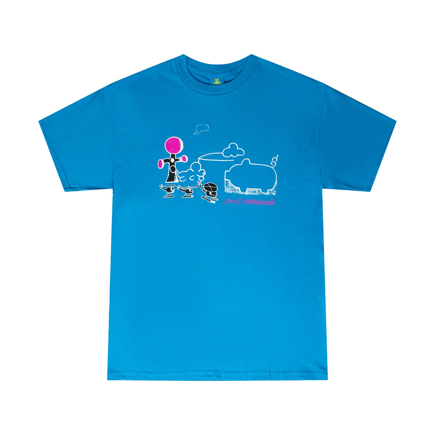 Tシャツ・カットソー Hashtag DDD Blue Ollie Frog Co-Branded Short Sleeve T-Shirt Blue Ollie Frog Co-Branded Mesh Short Sleeve T-Shirt – BellaModa