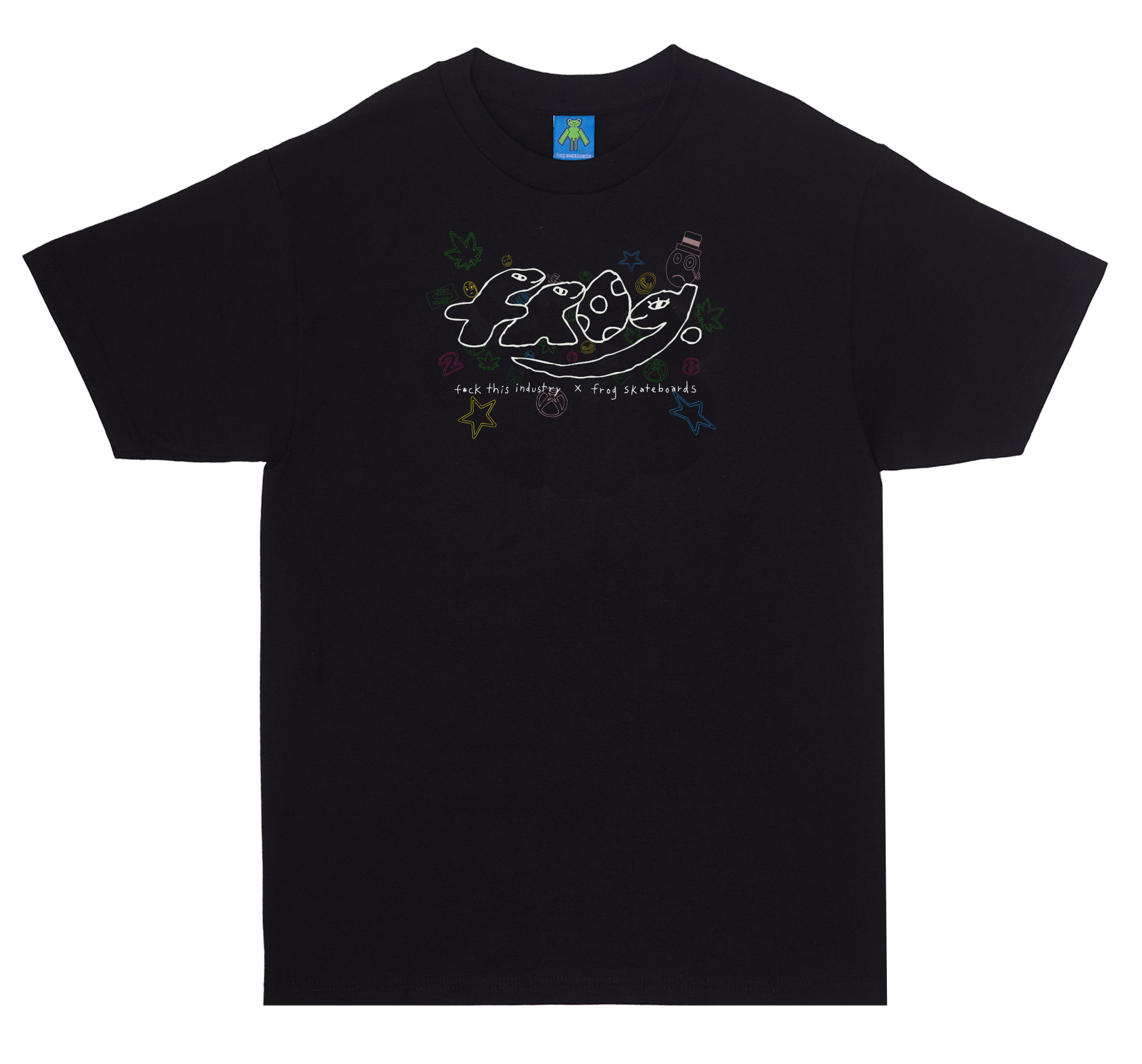 Fuck this Industry x Frog Dino Logo T-Shirt (Black) – frog skateboards Fuck this Industry x Frog Dino Logo T-Shirt (Black) – frog skateboards