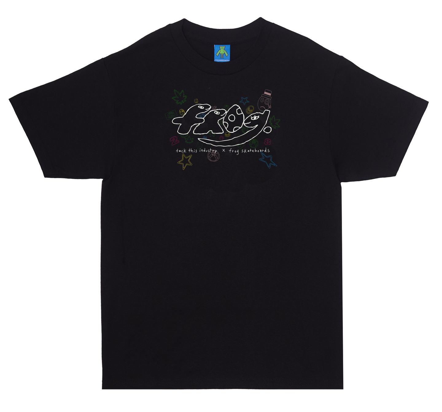 Fuck this Industry x Frog Dino Logo T-Shirt (Black) – frog skateboards Fuck this Industry x Frog Dino Logo T-Shirt (Black) – frog skateboards